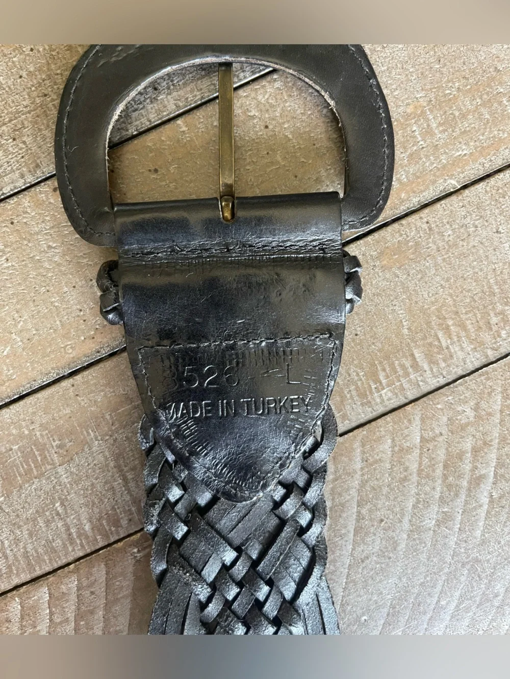 Braided Leather Waist Belt - Black vintage style